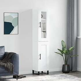 vidaXL Högskåp vit högglans 34,5x34x180 cm konstruerat trä