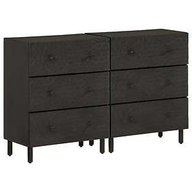 vidaXL Sidoskåp 2 st svart 60x33x75 cm massivt mangoträ