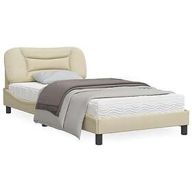 vidaXL Sängram med LED-belysning gräddvit 100x200 cm tyg