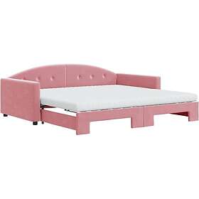 vidaXL Dagbädd utdragbar och madrasser rosa 100x200 cm sammet