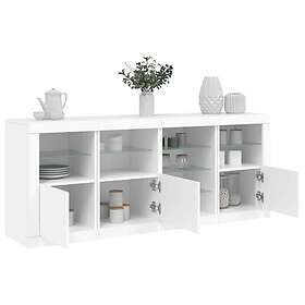 vidaXL Skänk med LED-belysning vit 164x37x67 cm