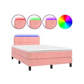vidaXL Ramsäng med madrass & LED rosa 120x190 cm sammet