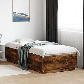 vidaXL Sängram med LEDs rökfärgad ek 100x200 cm konstruerad trä