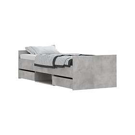 vidaXL Sängram med huvudgavel och fotgavel betonggrå 75x190 cm