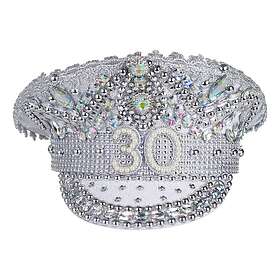 Paljettkeps 30 Silver med Pärlor One size