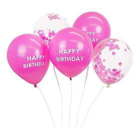 Ballonger Rosa Happy Birthday Konfetti 5-pack