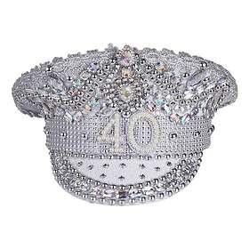 Paljettkeps 40 Silver med Pärlor One size