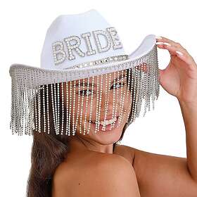 Vit Cowboyhatt Bride med Strass One size