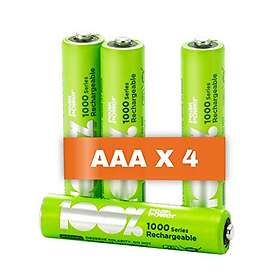 100% PeakPower Laddningsbara AAA- batteri 4-pack| PeakPower AAA NiMH 1,2V LR03 Förladdade, högpresterande batterier med hög kapacitet