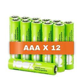 100% PeakPower Laddningsbara AAA- batteri 12-pack| PeakPower AAA NiMH 1,2V LR03 Förladdade, högpresterande batterier med hög kapacitet
