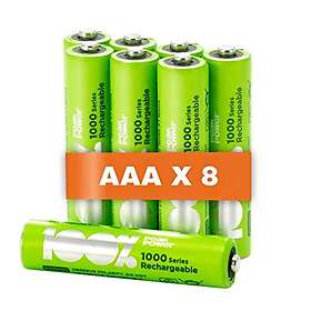 100% PeakPower Laddningsbara AAA- batteri 8-pack| PeakPower AAA NiMH 1,2V LR03 Förladdade, högpresterande batterier med hög kapacitet