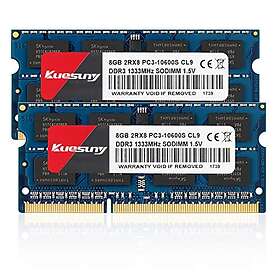 Kuesuny 16GB Kit (2X8GB) DDR3 1333MHz Sodimm Ram PC3-10600 PC3-10600S 1,5V CL9 204 Pin 2RX8 Dual Rank Non-ECC Unbuffered Memory Ram