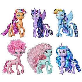 My Little Pony -leksaker Rainbow Celebration, set med 6 ponnyfigurer, ponnydockor på 14 cm för flickor och pojkar, enhörningsleksaker