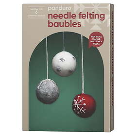 Panduro Hobby DIY-kit needle felting baubles – nålfilta 6 finfina julgranskulor