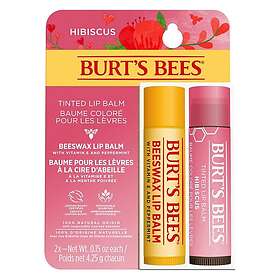 Burt's Bees Lip Duo Tinted Lip Balm Hibiscus + Lip Balm Beeswax Blister