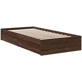 vidaXL Sängram med lådor brun ek 75x190 cm konstruerad trä
