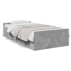 vidaXL Sängram med lådor betonggrå 90x200 cm konstruerat trä