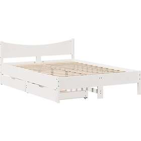 vidaXL Sängram med lådor vit 120x190 cm massiv furu