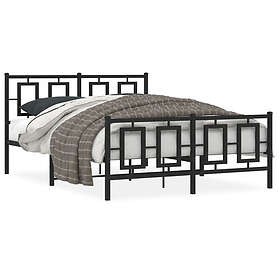 vidaXL Sängram med huvudgavel och fotgavel svart metall 135x190 cm