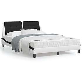 vidaXL Bed Frame with headboard white and black 140x190 cm faux leather