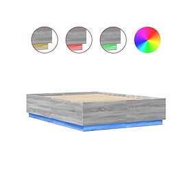 vidaXL Sängram med LEDs grå sonoma 120x200 cm konstruerad trä