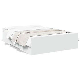 vidaXL Sängram med lådor vit 135x190 cm konstruerat trä