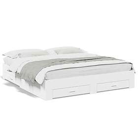 vidaXL Sängram med lådor vit 180x200 cm konstruerat trä