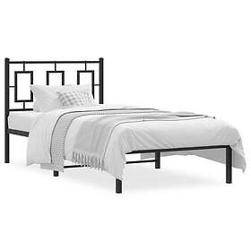 vidaXL Sängram med huvudgavel metall svart 90x190 cm
