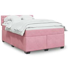 vidaXL Ramsäng med madrass mörk rosa 140x200 cm sammet