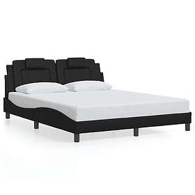 vidaXL Sängram med LED-belysning svart 160x200 cm konstläder
