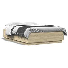 vidaXL Sängram med LEDs sonoma-ek 120x200 cm konstruerat trä