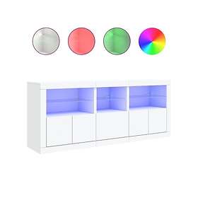 vidaXL Skänk med LED-belysning vit 162x37x67 cm