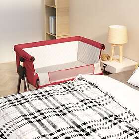 vidaXL Babysäng med madrass röd linnetyg