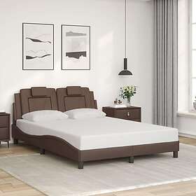 vidaXL Sängram med huvudgavel brun 140x190 cm konstläder