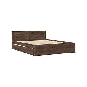 vidaXL Sängram med huvudgavel brun ek 160x200 cm konstruerat trä
