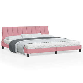 vidaXL Sängram med LED-belysning rosa 200x200 cm sammet