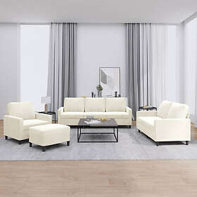 vidaXL Soffgrupp med dynor 4 delar gräddvit sammet