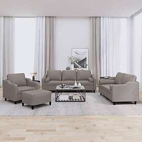 vidaXL Soffgrupp med kuddar 4 delar taupe tyg