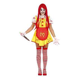 Läskig Snabbmatsclown Klänning Maskeraddräkt X-Large