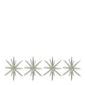 House Doctor Spike julgranspynt stora stjärnor 12 cm 4-pack silver/glitter