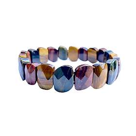 Kristallpunkten Armband Tigeröga 3 färger (Facetterad Platta)