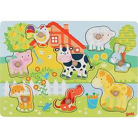 Goki Farm animals lift-out puzzle (57392) Trä