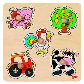 Goki Wooden Stud Puzzle Farm Trä