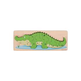 Bigjigs Wooden Counting Puzzle Crocodile 10 pcs. Trä