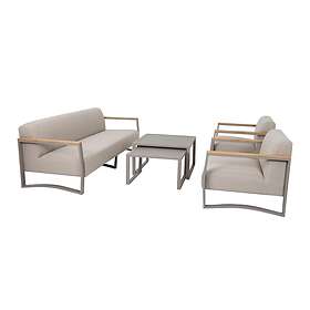 Selected Exclusive Askim soffgrupp Khaki/teak med taupe dyna 3-sitssoffa, 2 fåtö