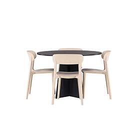 Venture Design Bootcut Oval & Åstol matgrupp Beige/svart 4 stolar & bord 110 cm