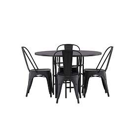 Venture Design Copenhagen & Tempe matgrupp Svart/svart 4 stolar & bord 115 cm