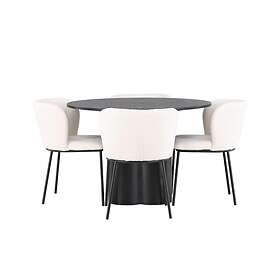 Venture Design Olivia & Edina matgrupp Vit/svart 4 stolar & bord 110 cm