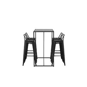 Venture Design Brea & Tempe bargrupp Svart/svart 4 stolar & bord 120 x 60 cm