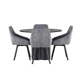 Venture Design Olivia & Rosie matgrupp Grå/svart 4 stolar & bord 110 cm